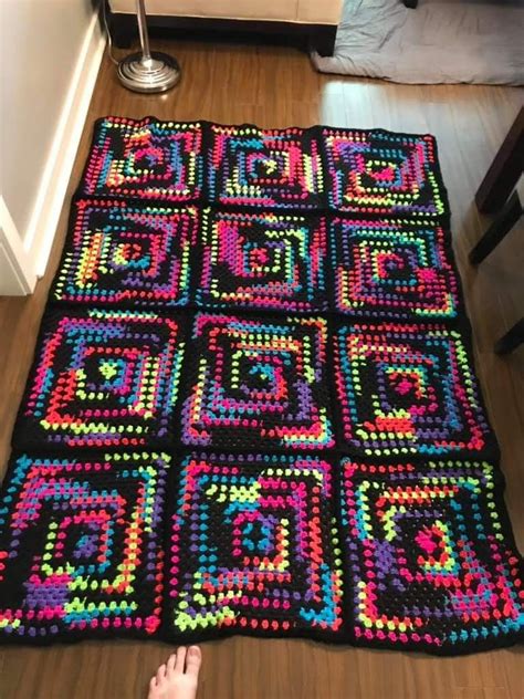 Crochet Granny Variegated Yarn Rhss Neon Stripes 1 Skein Per Square R Afghan Crochet