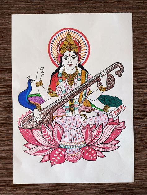 Maa Saraswati Mandala Art | How To Draw Maa Saraswati Using Doodle Art ...