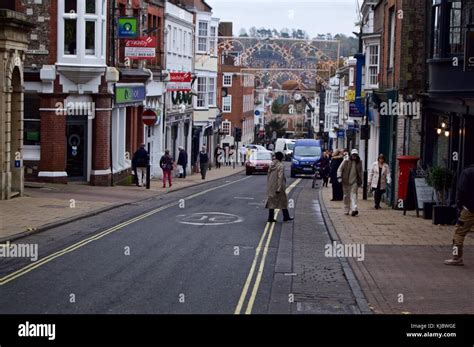 Shoppers On Winchester High Street Winchester Uk Stock Photo Alamy