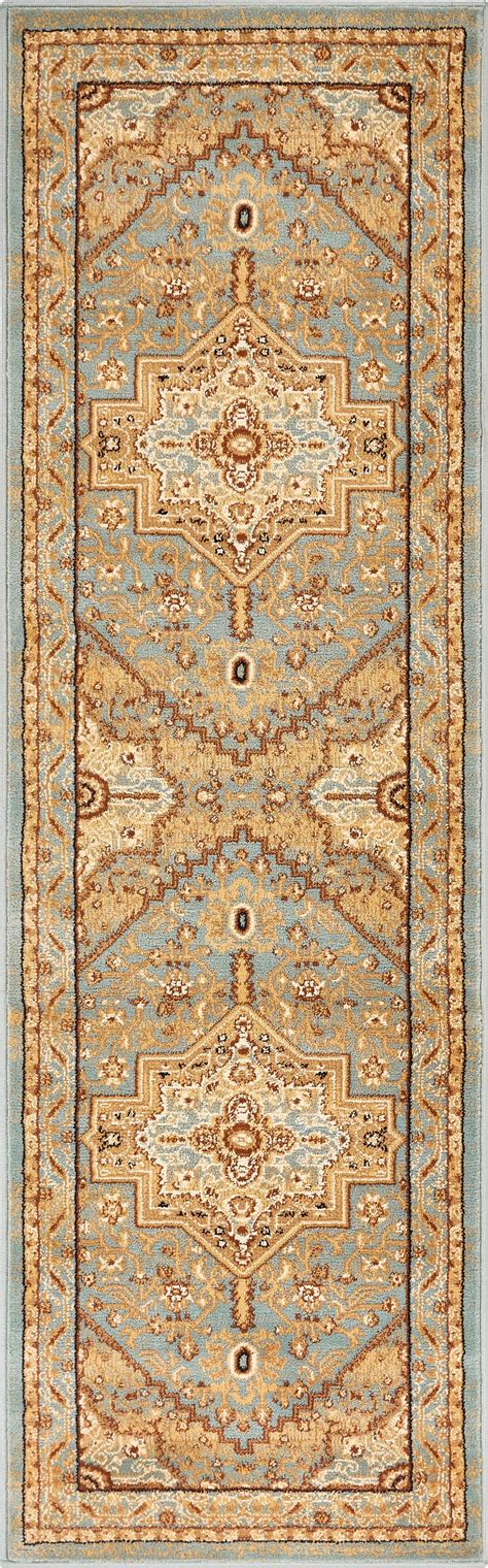 Well Woven Barclay Kaibab Traditional Medallion Light Blue 23 X 73 Runner Rug