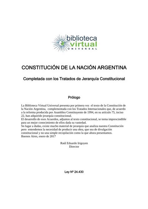 PDF CONSTITUCIÓN DE LA NACIÓN ARGENTINA Ordénase la publicación del