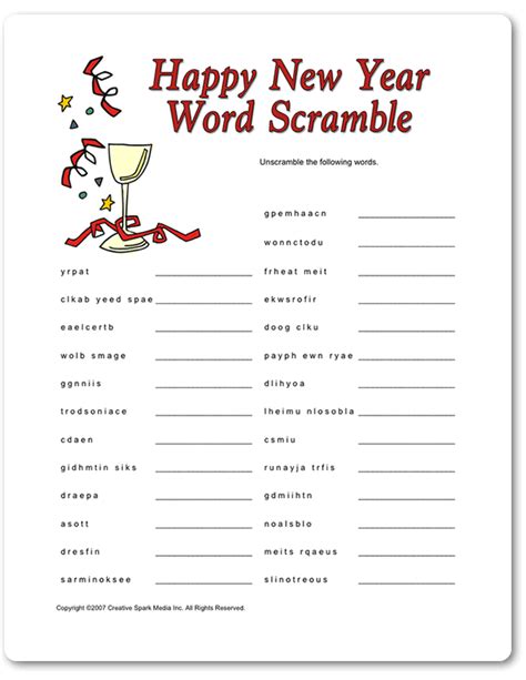 Free Printable New Year S Eve Games