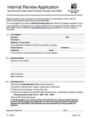 Fillable Online Newcastle Nsw Gov Internal Review Form Newcastle City