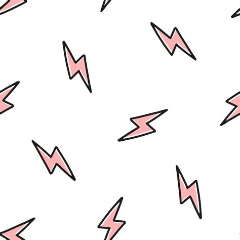 Premium Vector Seamless Pattern With Pink Lightning Bolt With Black