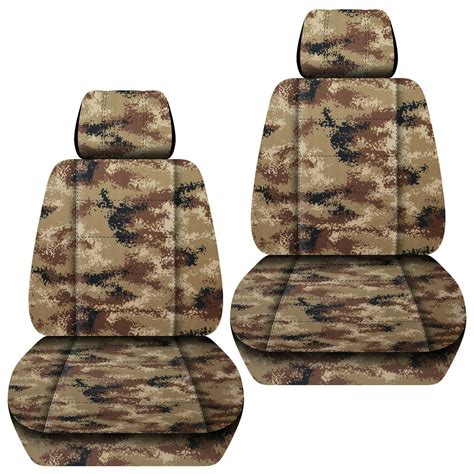 Front Set Car Seat Covers Fits 2008 2020 Chevy Silverado Camouflage 16 Seat Covers