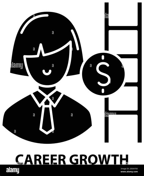 Career Growth Icon Black Vector Sign With Editable Strokes Concept