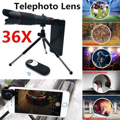 New 36X 4K HD Dual Zoom Remote Control Telephoto Lens Telescope Lens For Mobile Phone Hunting ...