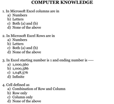 Excel Test Questions And Answers Ms Excel Practical Question