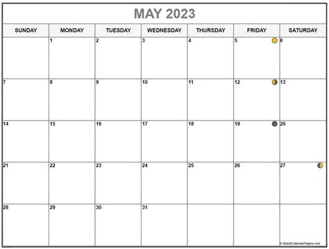 May 2023 Lunar Calendar Moon Phase Calendar