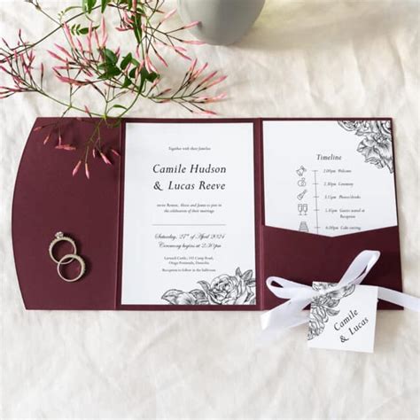 Engraved Roses Pocketfold Wedding Invitation Be My Guest Design