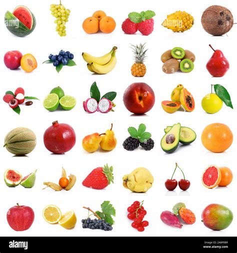 Fresh Fruit Collage On White Background Stock Photo Alamy