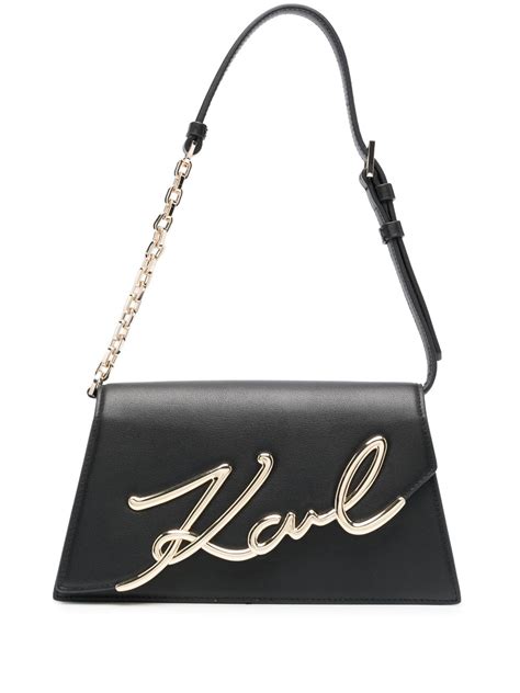 Karl Lagerfeld Medium Signature Leather Shoulder Bag Farfetch