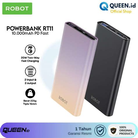 Jual Robot Rt Powerbank Slim Mah W A Pd Qc Usb C Fast