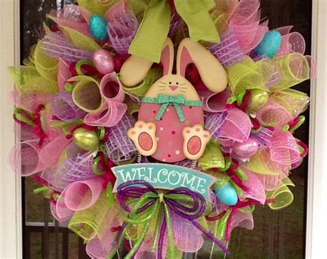 Deco Mesh Easter Bunny Wreath Etsy