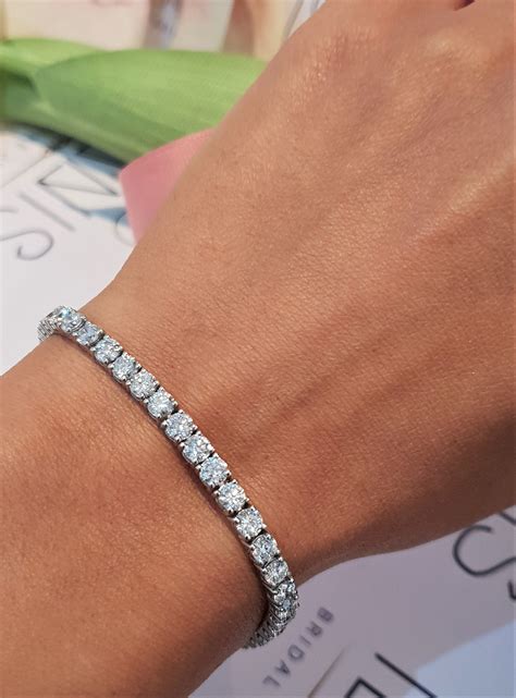 65 Ct Lab Grown Diamond Tennis Bracelet Set In 14k White Etsy