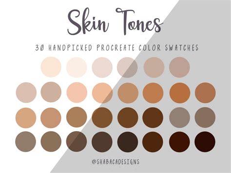 Skin Tones Procreate Color Palette 30 Neutral Beige Nude Skin Colors