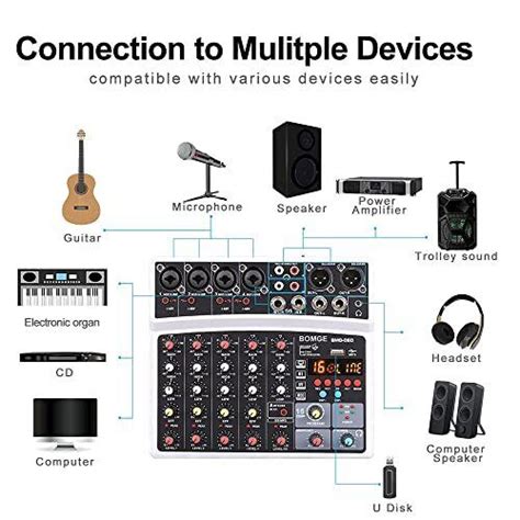 BOMGE 6 Channel Audio Sound Mixer Professional Digital DJ Mixing