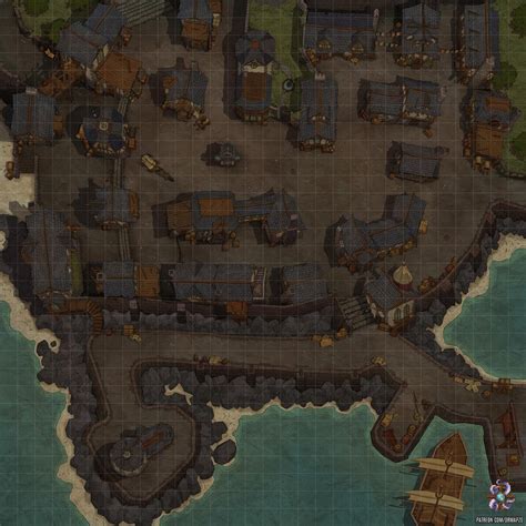 [oc][art] Ruined Village Battle Map 30x30 R Dnd