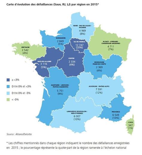 La carte de France des défaillances d entreprises