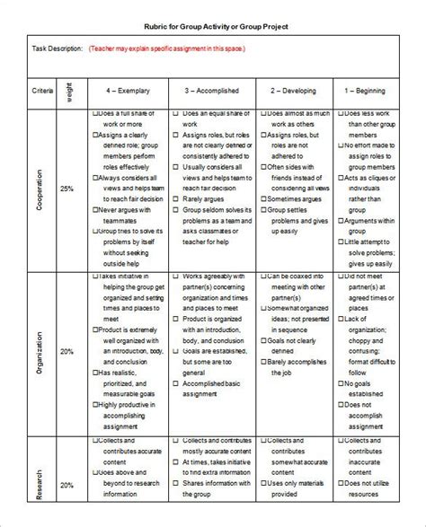 Rubric Template 47 Free Word Excel Pdf Format Download Rubric