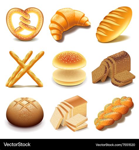 Bread And Bakery Icons Set Royalty Free Vector Image