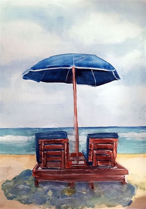 Beach Umbrella Watercolor