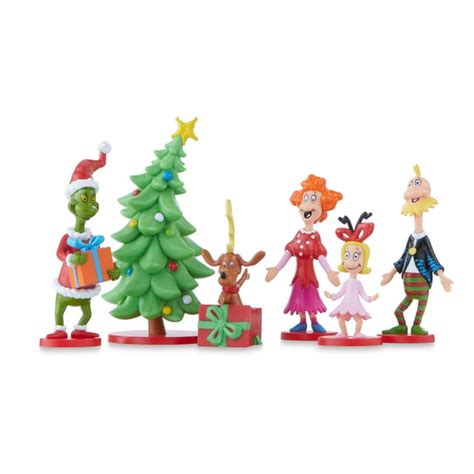 Dr Seuss Grinch 6 Piece Christmas Figurine Set Vinyl Multi Color