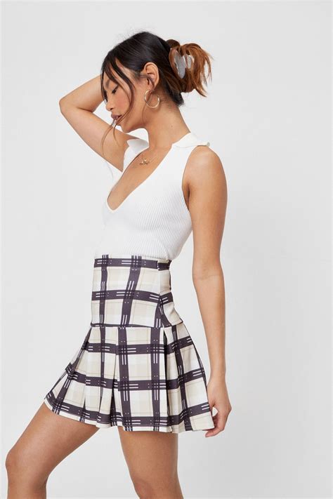 Large Check Pleated Mini Skirt Nasty Gal