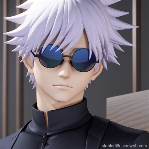 Satoru Gojo Jujutsu Kaisen Dark Sun Glasses Anime Black Glasses Prompts