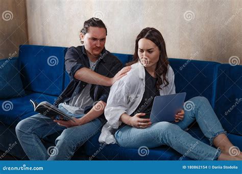 Angry Unhappy Young Couples Ignoring Each Other Without Looking At