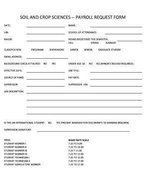 Fillable Online Soilcrop Tamu Payroll Request Form Department Of Soil