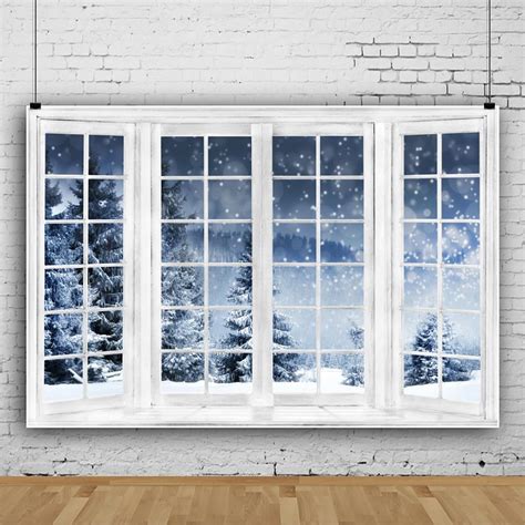 Amazon 8x6ft Vinyl Winter Window Backdrop Christmas Theme Winter