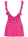 Summer Party Satin Open Low Back Ruffle Trim A Line Mini Dress