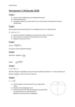 Wiskunde Tew Werkcollege Voorbereidende Oefeningen Werkcollege