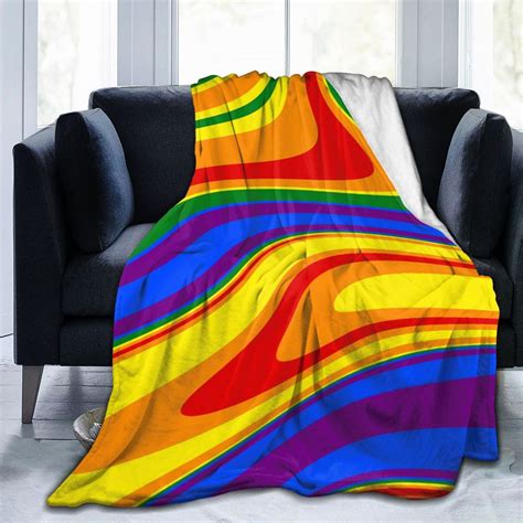 Lgbtq Pride Mouth Rainbow Gay Throw Blanket Soft Cozy Warm Durable Fuzzy Flannel Blankets 80 X