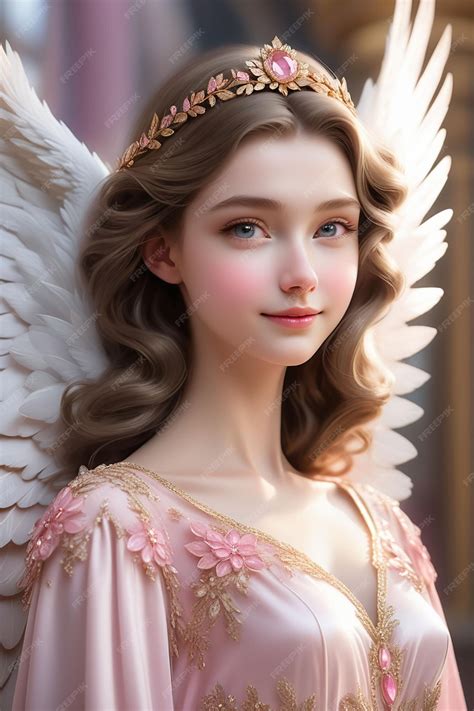 Premium Photo A Beautiful Female Angel In A Pink Dress