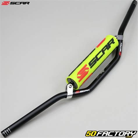 Guidon Mm Scar S Medium Noir Avec Mousse Jaune Fluo Pour Moto