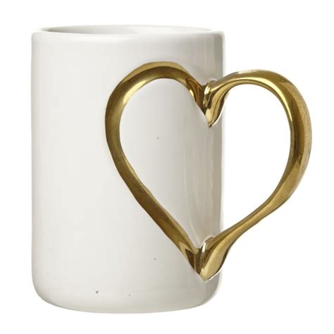 Gold Heart Handle Mug No5a Interiors