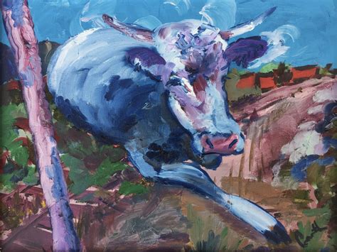 Blue Cow Painting at PaintingValley.com | Explore collection of Blue ...