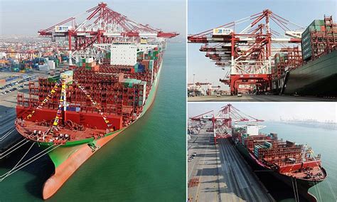 World S Largest Container Ships Sets Off On Maiden Voyage From China Daily Mail Online