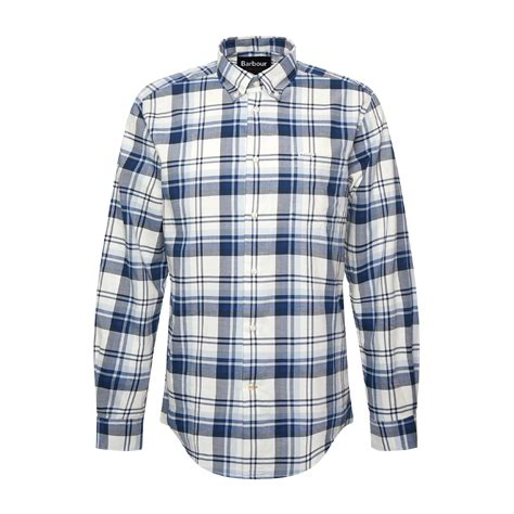 Barbour Falstone Tailored Checked Shirt Sky Blue Carl Russell And Co