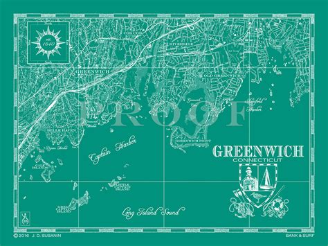 Map of Greenwich, CT (Horizontal) | Custom maps | Bank and Surf