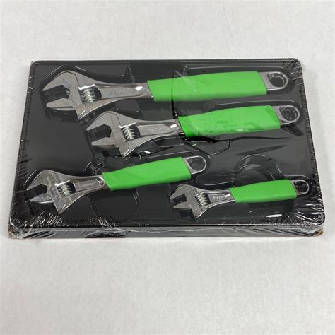 New Snap On 4 Pc Flank Drive Plus Adjustable Wrench Set 6 12