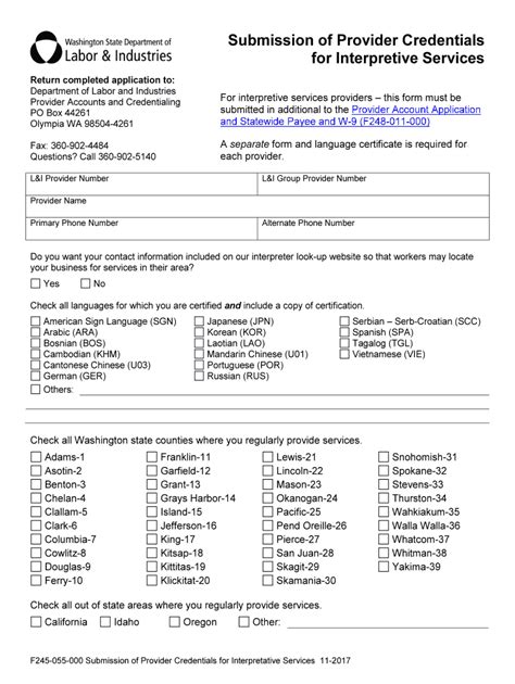 Fillable Online Lni Wa Fillable Online Submission Of Provider