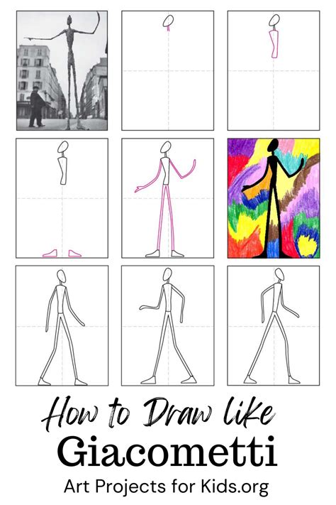 Alberto Giacometti For Kids Tutorial And Giacometti Coloring Page Art
