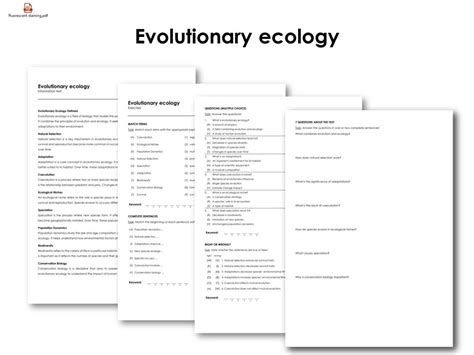 Evolutionary Ecology Made By Teachers
