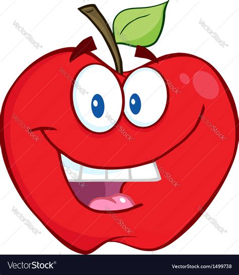 Smiling apple cartoon character Royalty Free Vector Image