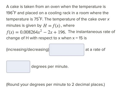 Solved A cake is taken from an oven when the temperature is | Chegg.com