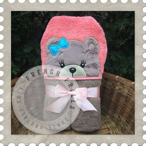 Teddy Bear Girl Hooded Towel Embroidery Design Applique Sewing Project