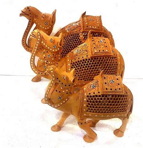 Wooden Undercut Work Sculpture Shrinath Art Gallery Wooden Elephant